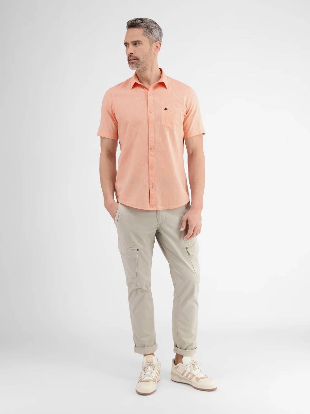 Lerros 2442010 CASUAL KATOENEN LINNEN OVERHEMD (927 MELLOW PEACH) 2025