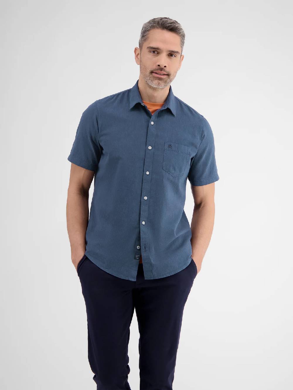 Lerros 2442010 CASUAL KATOENEN LINNEN OVERHEMD (485 CLASSIC NAVY) Outlet