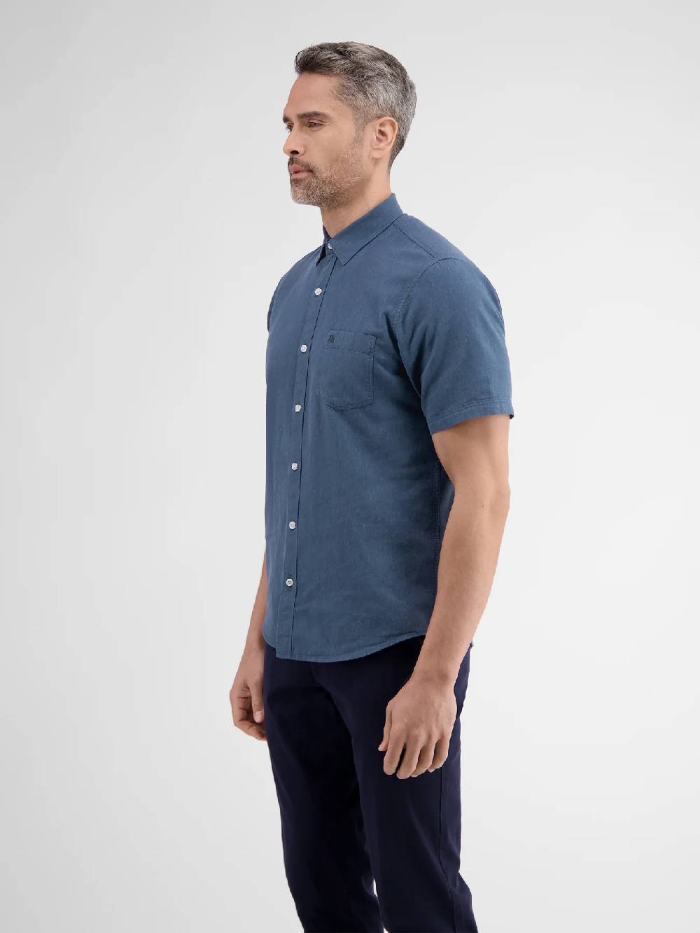 Lerros 2442010 CASUAL KATOENEN LINNEN OVERHEMD (485 CLASSIC NAVY) Outlet