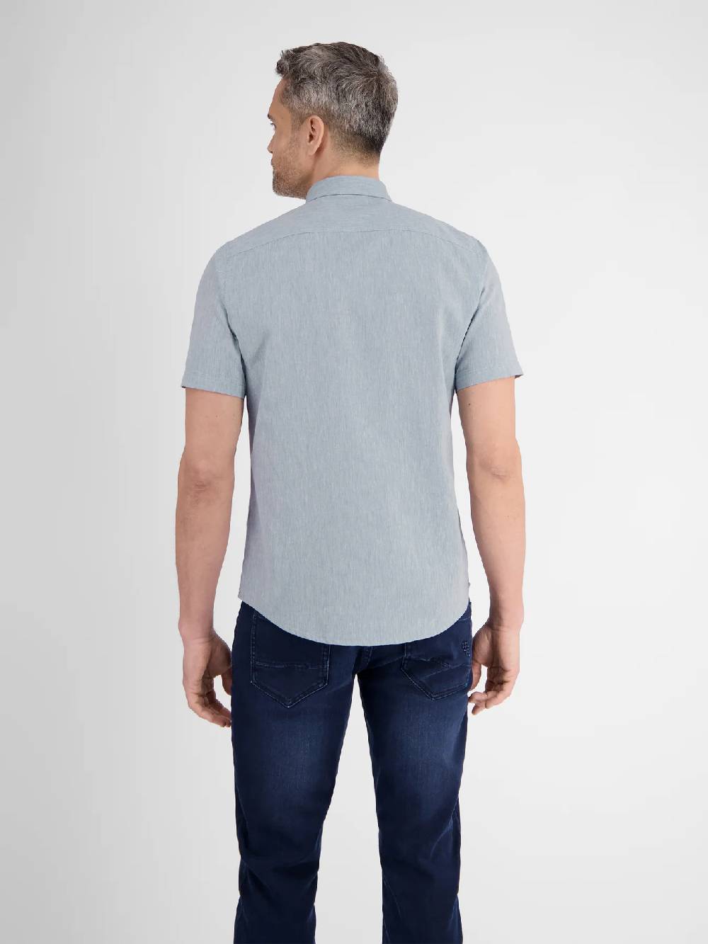 Lerros 2442010 CASUAL KATOENEN LINNEN OVERHEMD (440 MID STORM BLUE) Auslauf