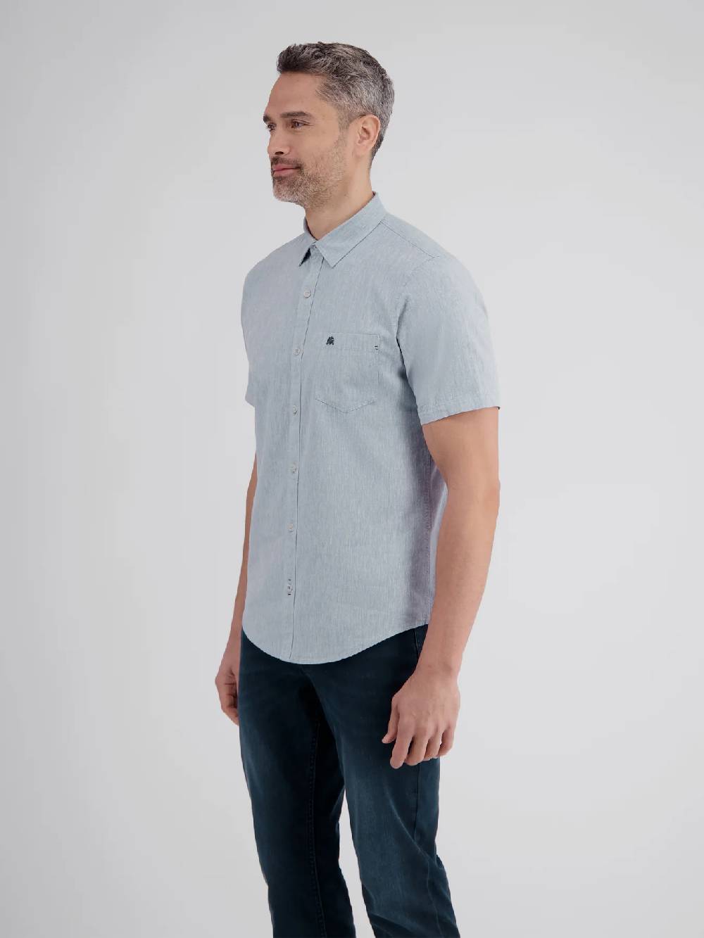 Lerros 2442010 CASUAL KATOENEN LINNEN OVERHEMD (440 MID STORM BLUE) Auslauf