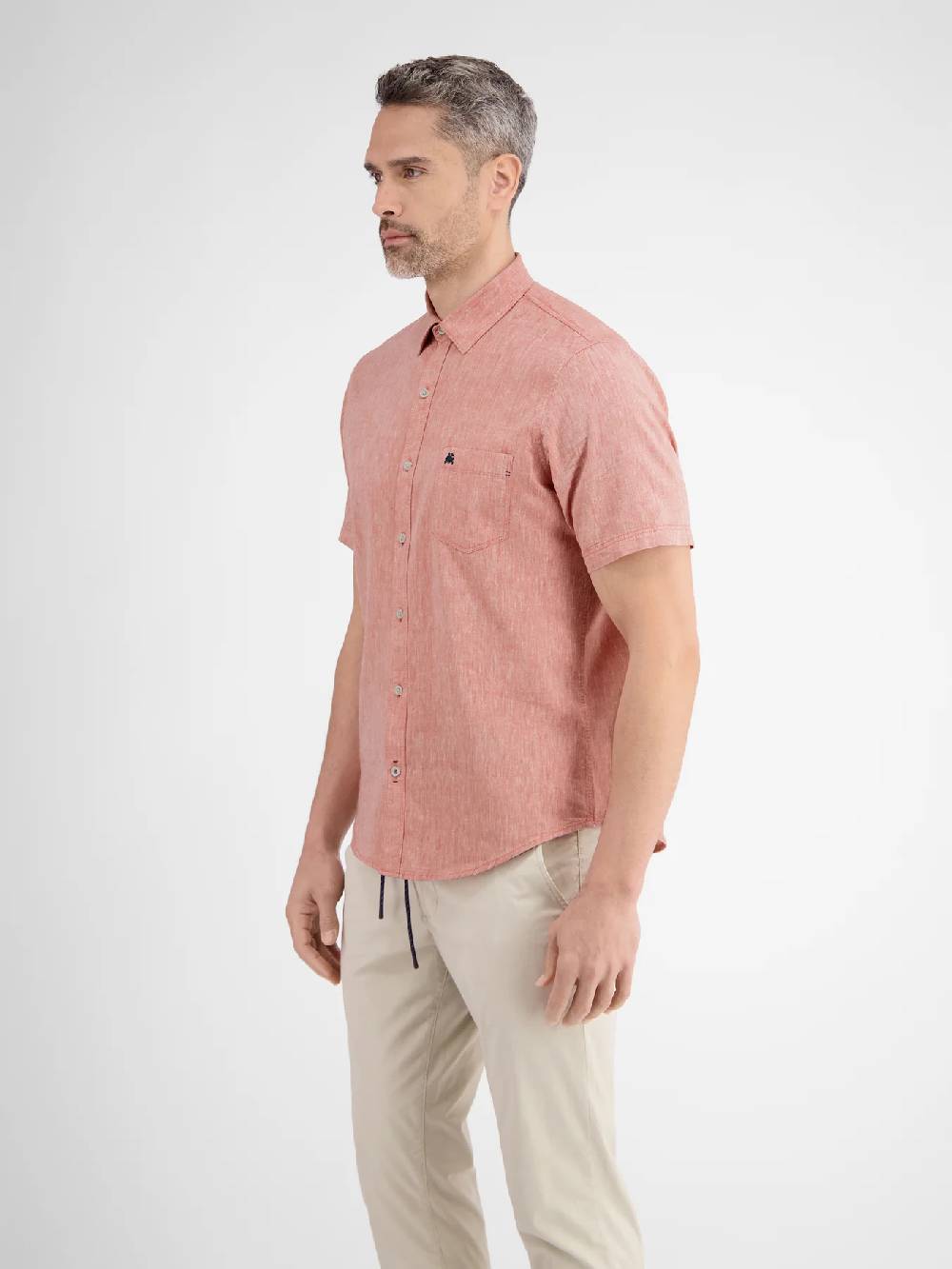Lerros 2442010 CASUAL KATOENEN LINNEN OVERHEMD (327 DEEP CORAL RED) Verkauf