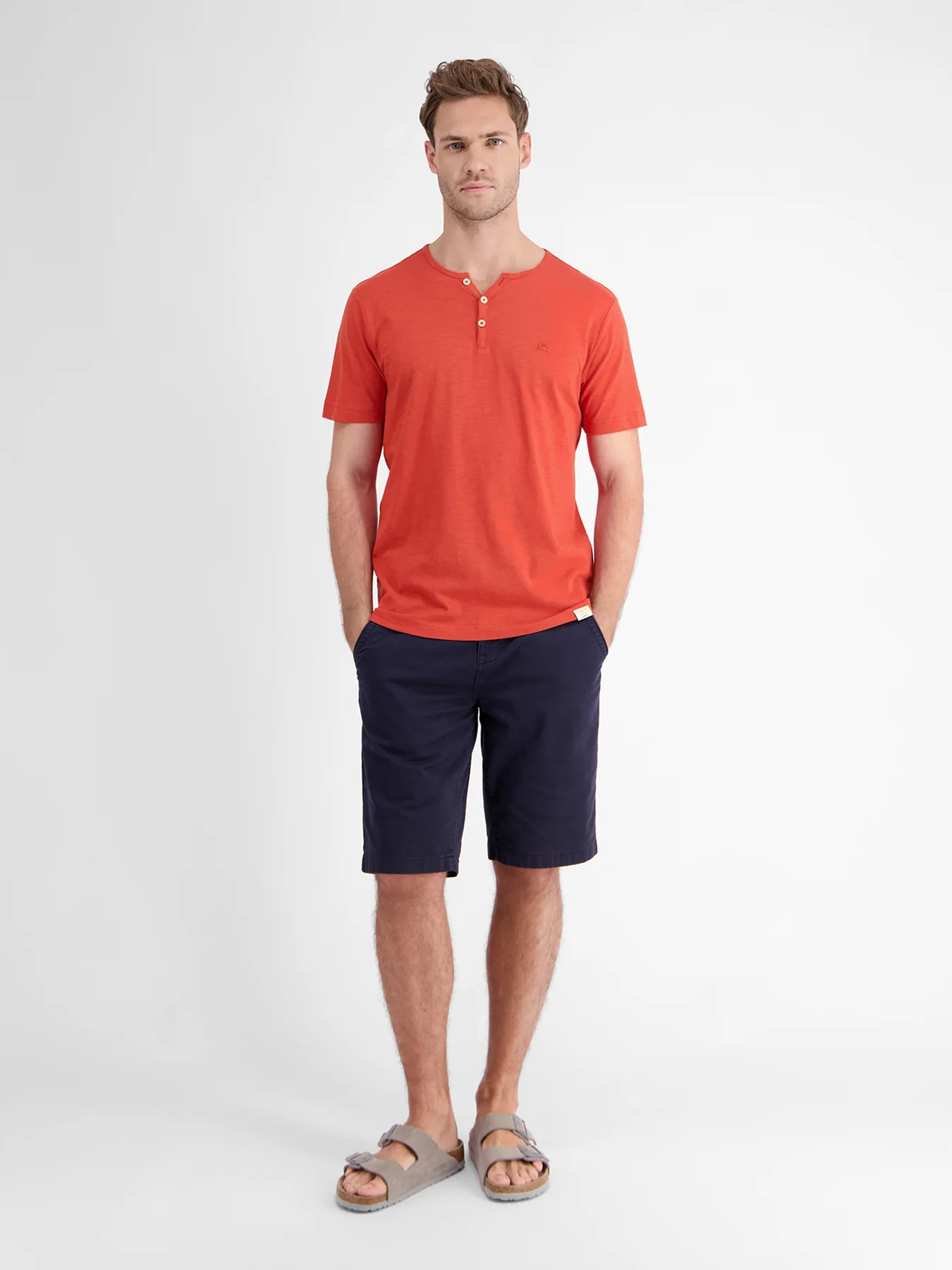 Lerros 2433908 BASIS HENLEY-SHIRT (327 DEEP CORAL RED) Schlussverkauf