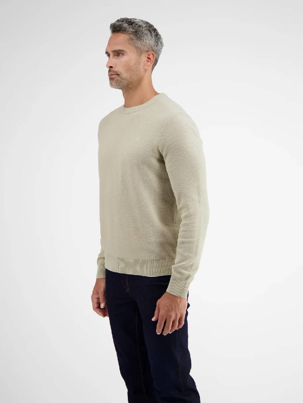 Lerros 23D5001 GEBREIDE TRUI MET RONDE HALS (707 SOFT STONE) Fabrik Onlineshop