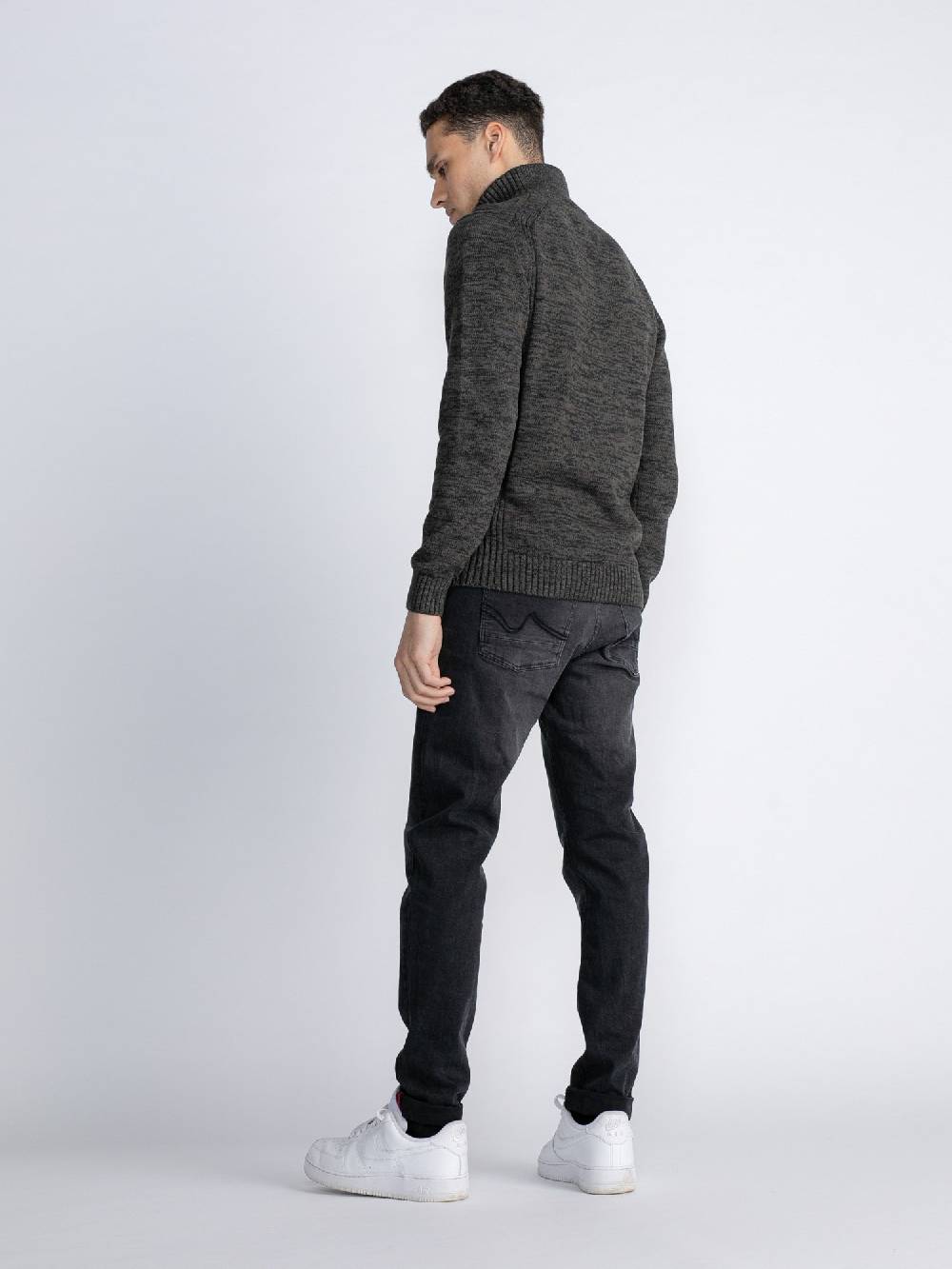 Petrol M-3030-Kwc206 - Men Knitwear Collar (6143 Forest Night) Clearance-Verkauf