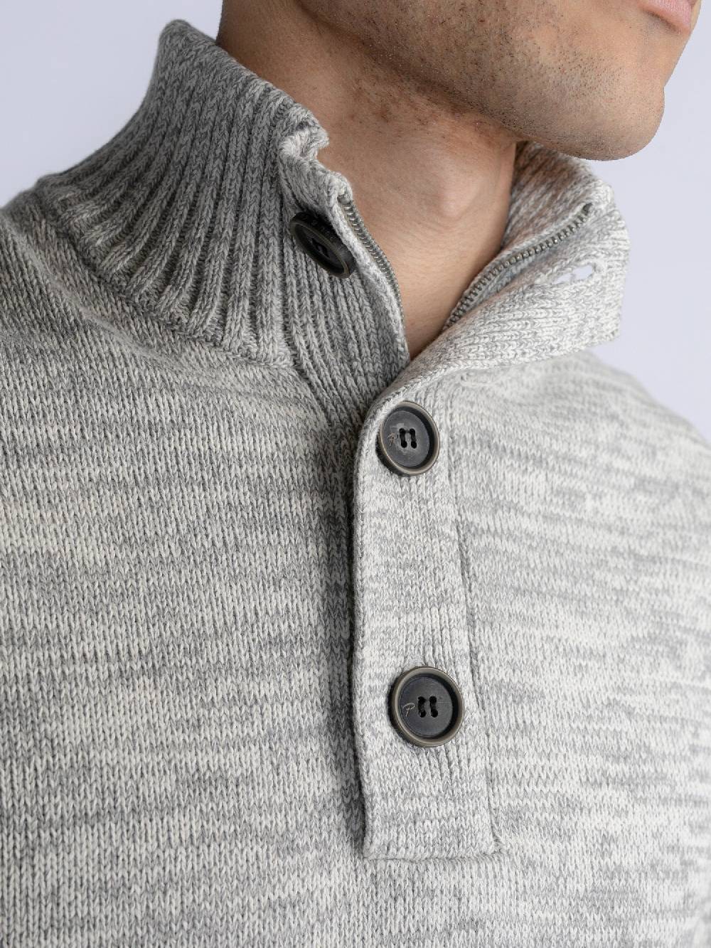Petrol M-3030-Kwc206 - Men Knitwear Collar (0009 Antique White Melee) Kostenloser Versand international