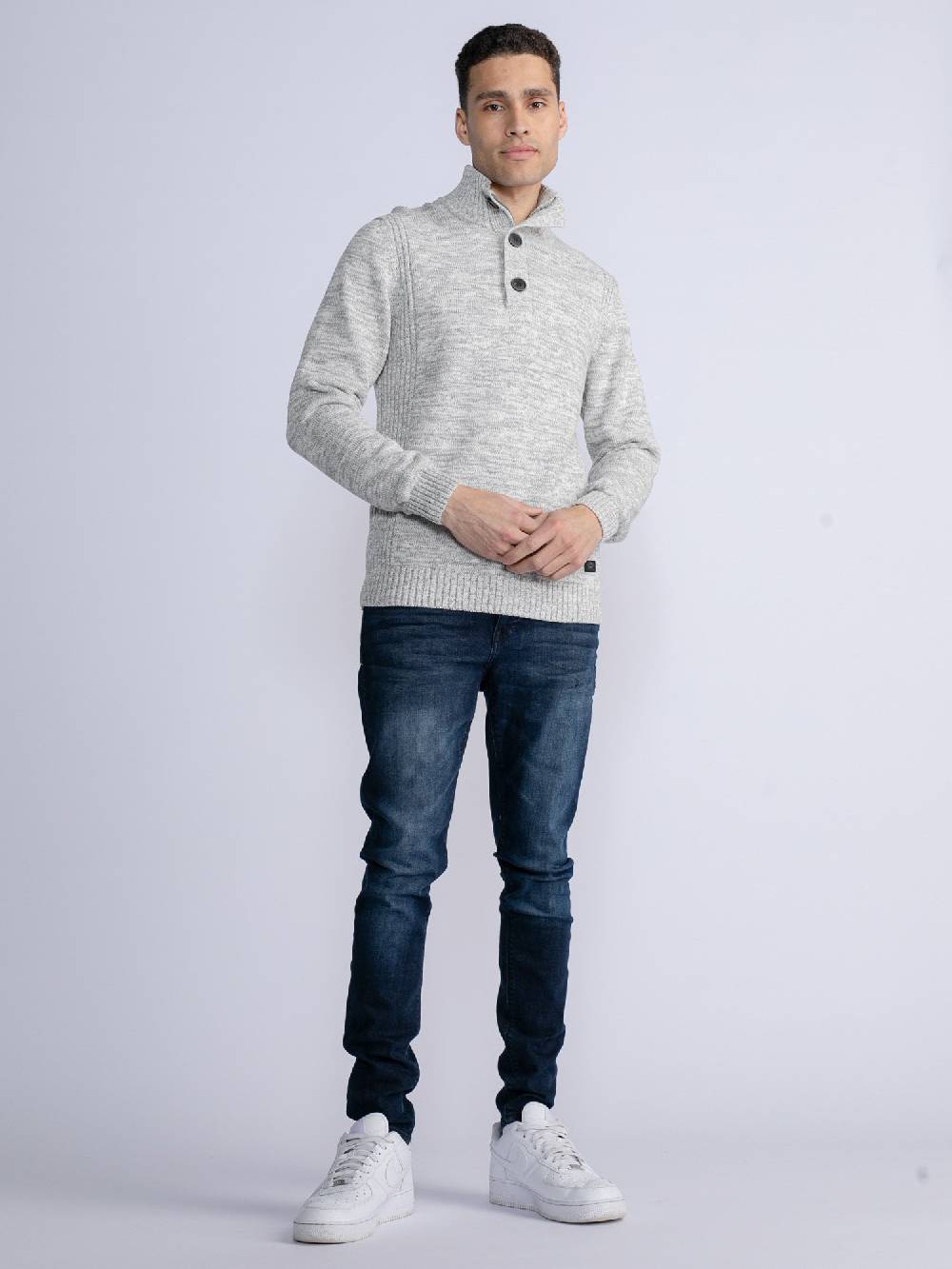 Petrol M-3030-Kwc206 - Men Knitwear Collar (0009 Antique White Melee) Kostenloser Versand international