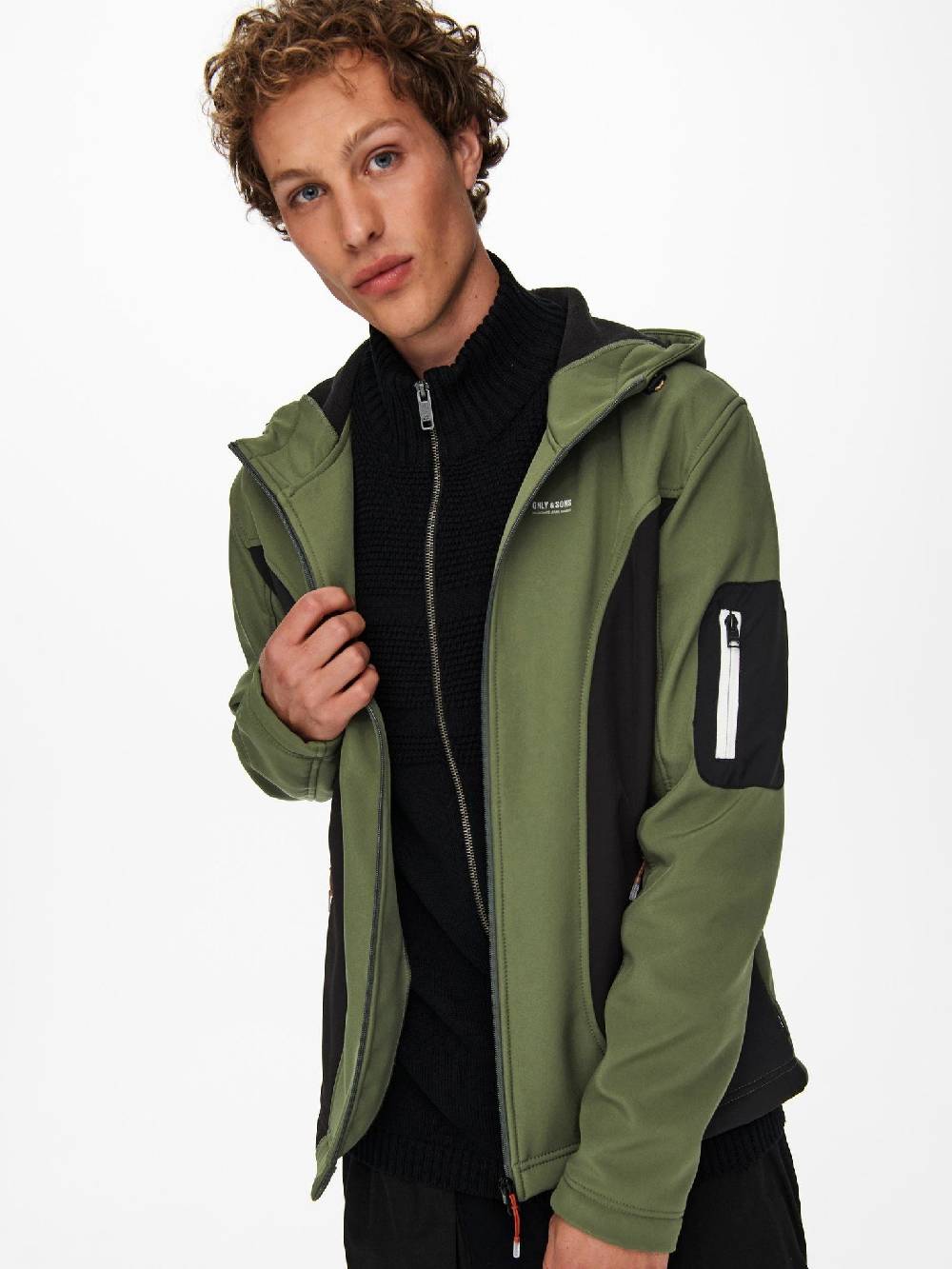 Only & Sons ONSBRAD Hood softshell jacket otw (Olive Night/Black) Begrenzt auf 3 Tage