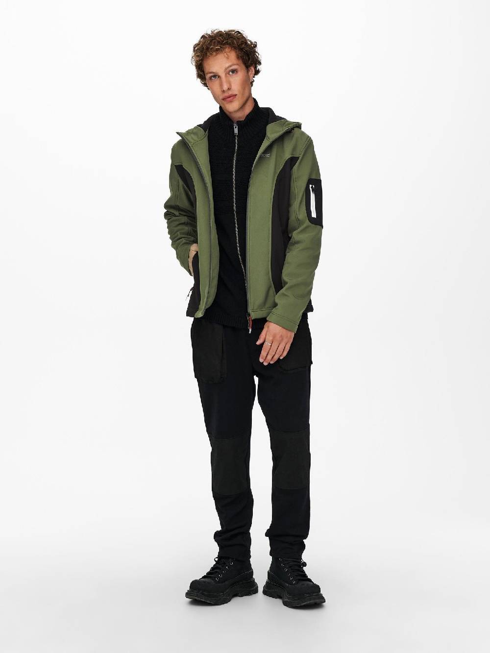Only & Sons ONSBRAD Hood softshell jacket otw (Olive Night/Black) Begrenzt auf 3 Tage
