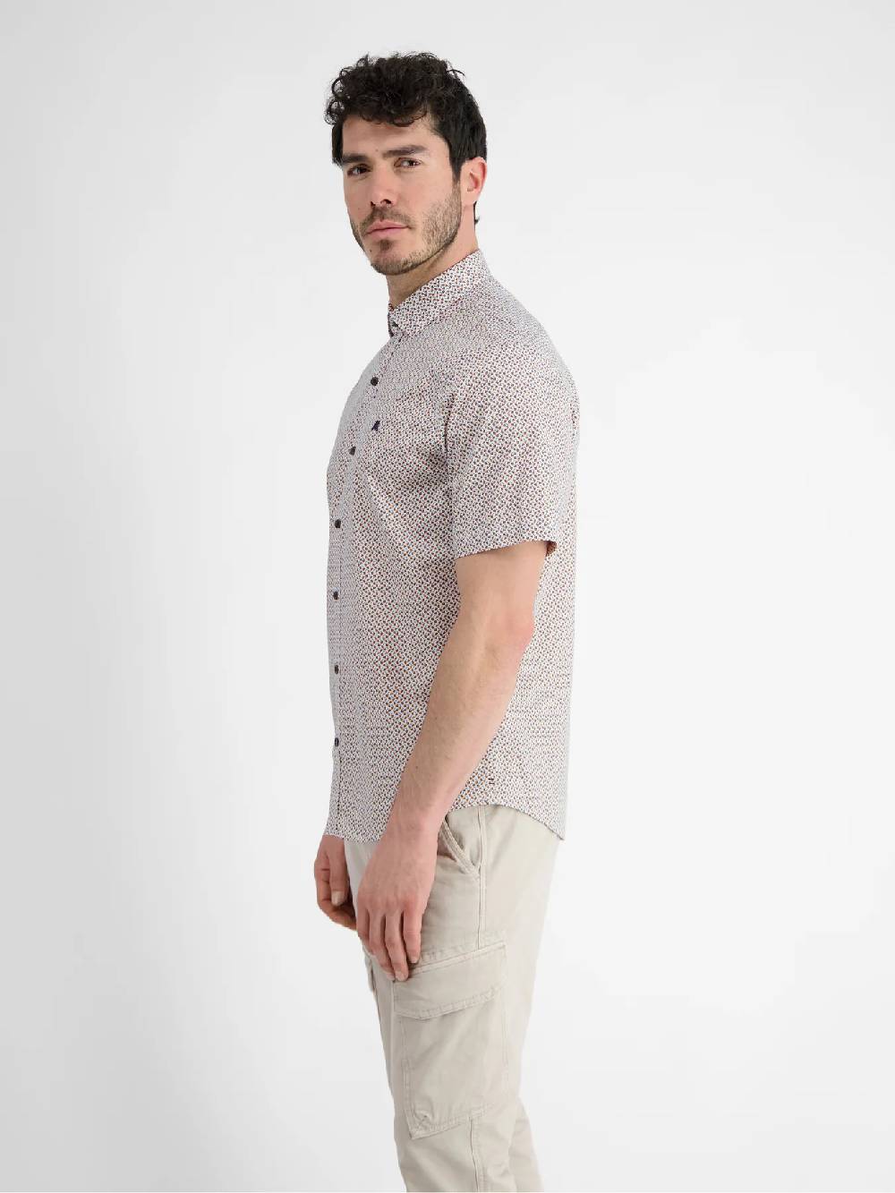 Lerros 2432303 SHIRT MET HALVE MOUW EN GEOMETRISCHE PRINT (927 MELLOW PEACH) Lagerräumung