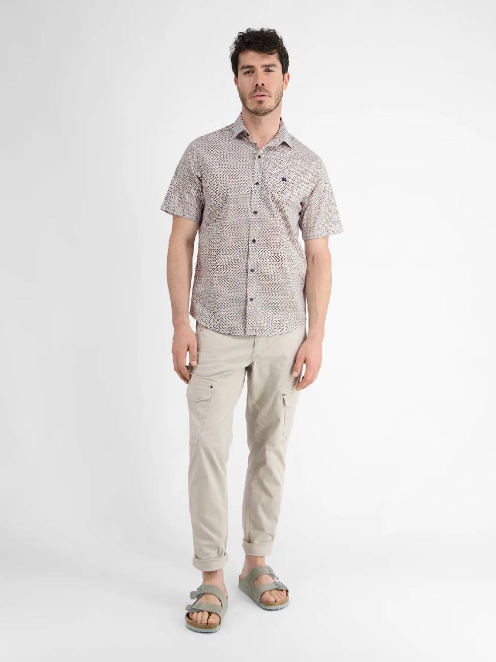 Lerros 2432303 SHIRT MET HALVE MOUW EN GEOMETRISCHE PRINT (927 MELLOW PEACH) Lagerräumung