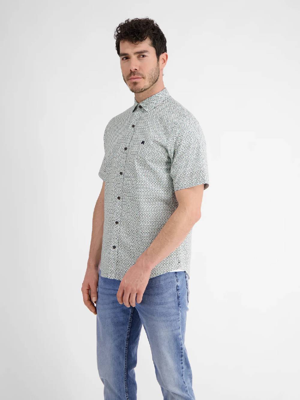 Lerros 2432303 SHIRT MET HALVE MOUW EN GEOMETRISCHE PRINT (622 COASTAL BLUE) Heißer Verkauf