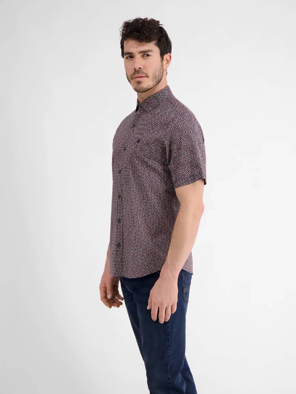 Lerros 2432303 SHIRT MET HALVE MOUW EN GEOMETRISCHE PRINT (485 CLASSIC NAVY) Top Angebot