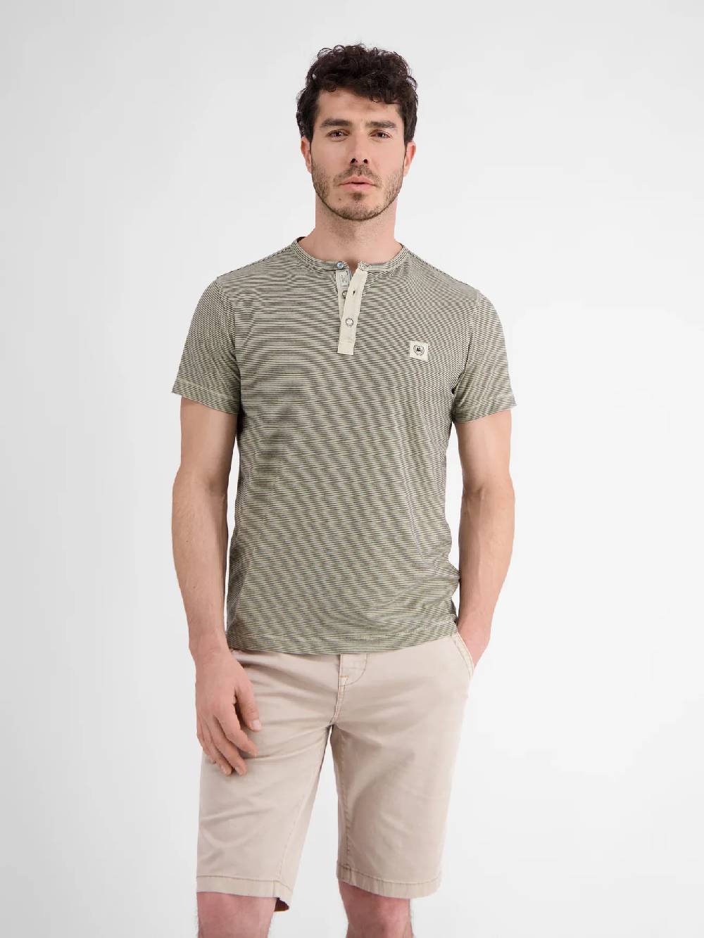 Lerros 2423910 GESTREEPT SERAFINO OVERHEMD (705 LIGHT DUNE BEIGE) Neueste Mode