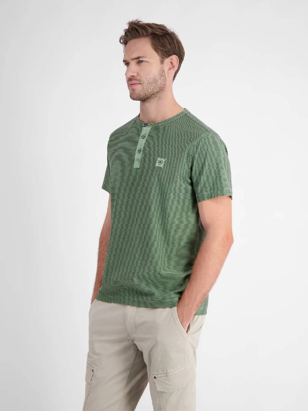 Lerros 2423910 GESTREEPT SERAFINO OVERHEMD (612 SAGE GREEN) Zeitlich begrenztes Angebot