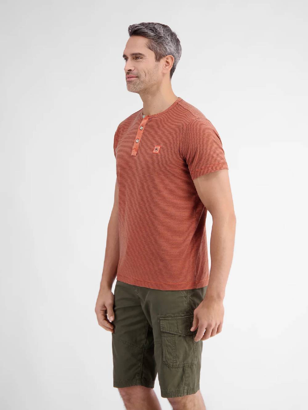 Lerros 2423910 GESTREEPT SERAFINO OVERHEMD (327 DEEP CORAL RED) Blitzangebot