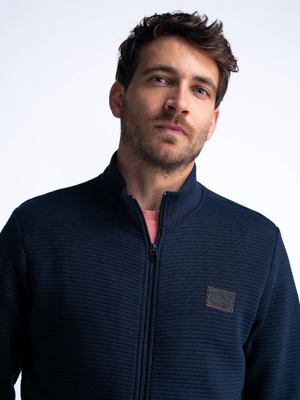 Petrol M-1040-SWC333 MEN VEST COLLAR ZIP (Navy 5178) VIP-Rabatte