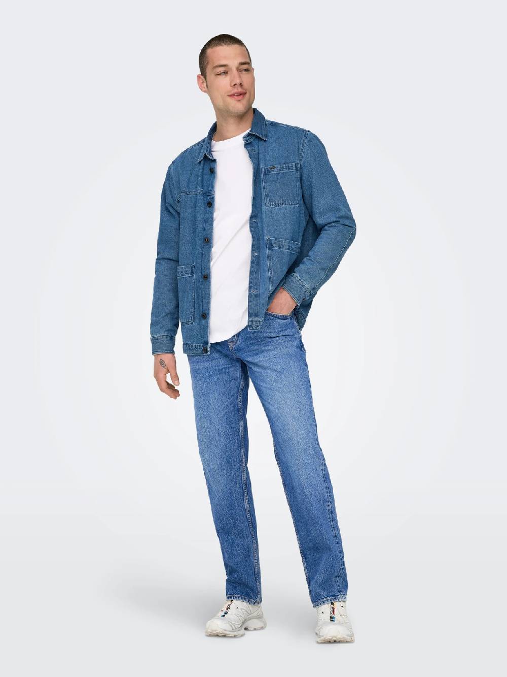 Only & Sons ONSEDGE STRAIGHT BROMO 0017 DOT DNM NOOS Dark Medium Blue Denim Blitzangebot
