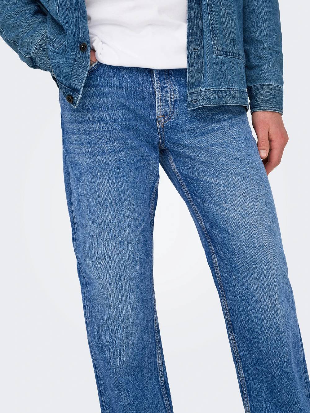 Only & Sons ONSEDGE STRAIGHT BROMO 0017 DOT DNM NOOS Dark Medium Blue Denim Blitzangebot