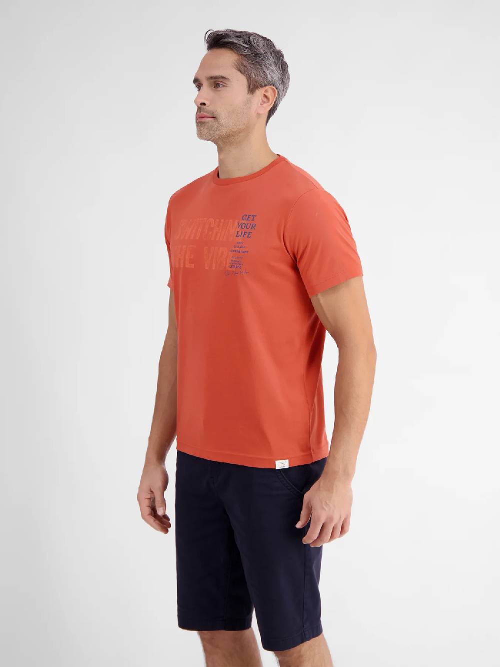 Lerros 2423005 EFFEN T-SHIRT PRINT OP DE BORST (327 DEEP CORAL RED) Letzter Tag