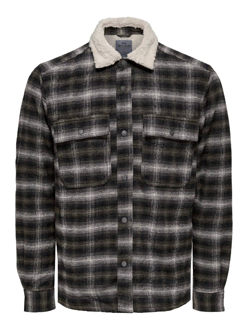 Only & Sons ONSBAZ OVR Teddy Check PKT Sjacket (192819 Canteen) Vatertagsangebot