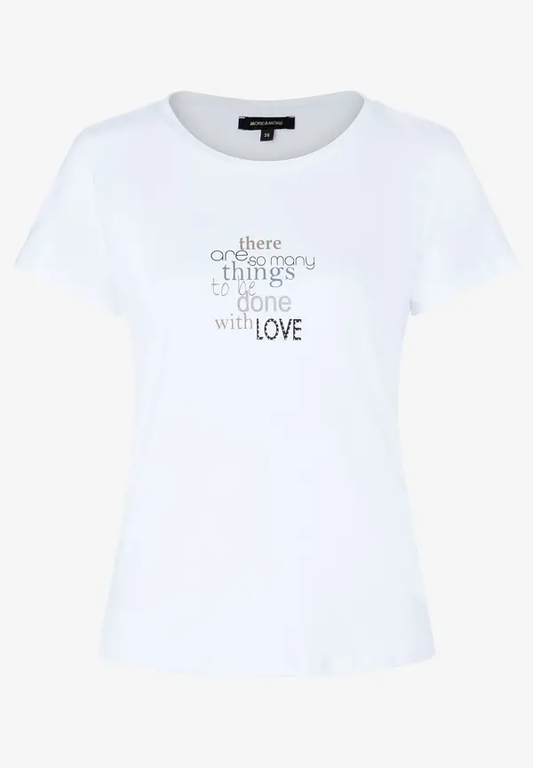More & More T-Shirt mit Schriftzug, weiß, Herbst-Kollektion Saisonschlussverkauf