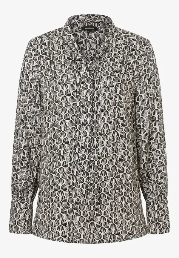 More & More Printbluse mit Schluppe, beige/schwarz, Herbst-Kollektion Jubiläumsangebot