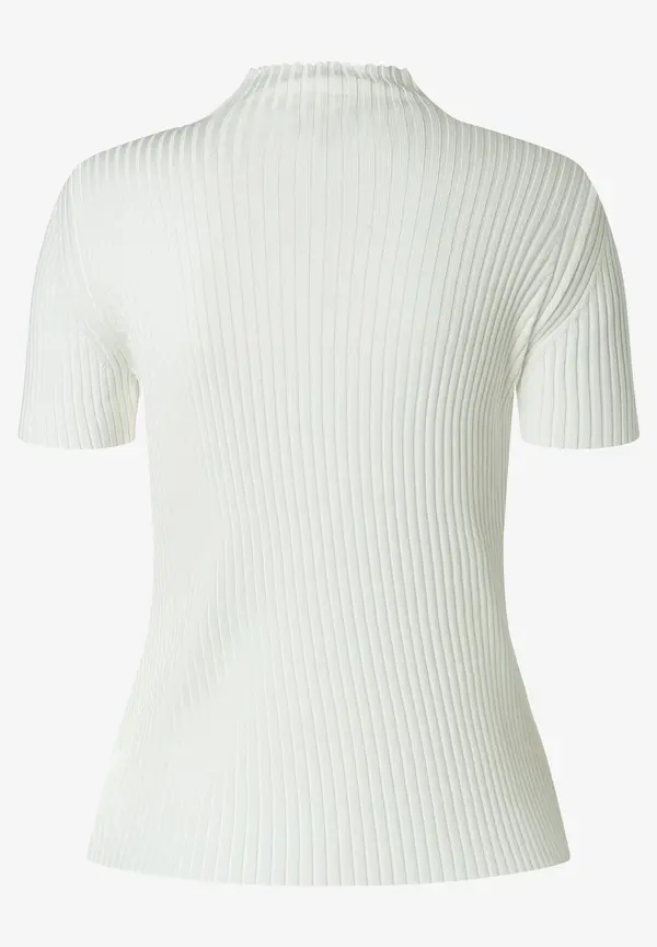 More & More Rippstrick-Pullover, Kurzarm, ecru Sonderangebot der Fabrik