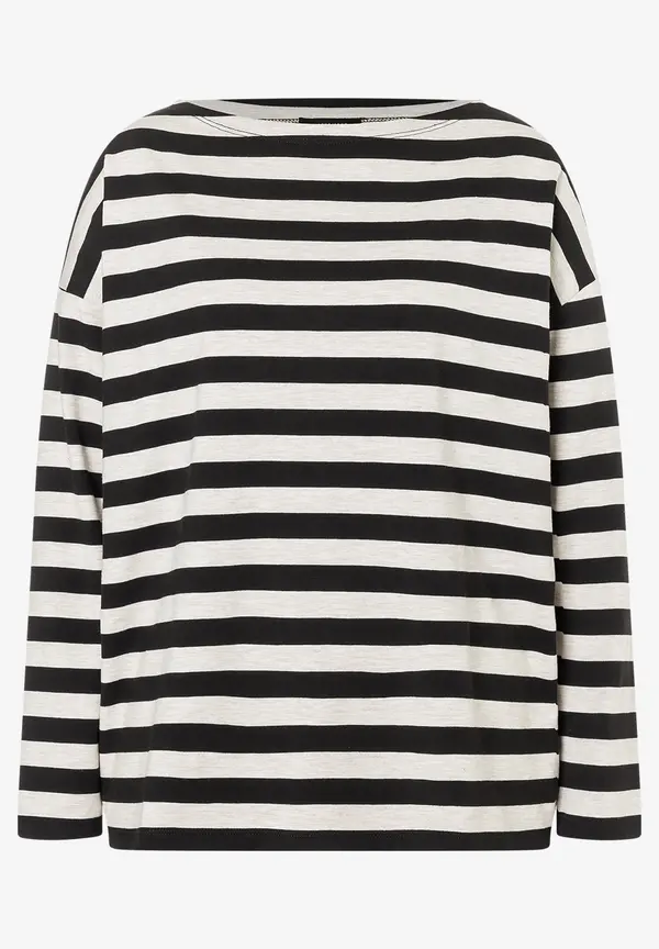 More & More Ringelshirt, schwarz/beige melange, Herbst Kollektion Fabrikladen