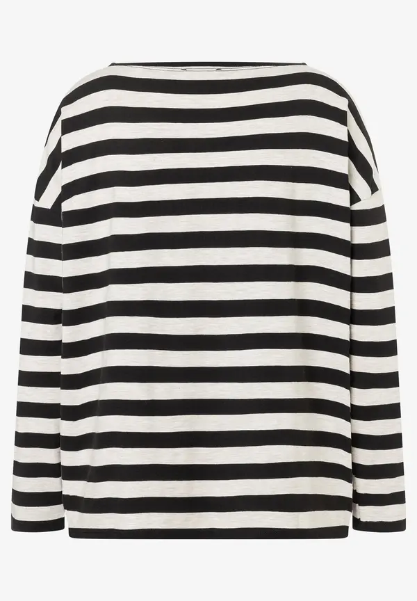 More & More Ringelshirt, schwarz/beige melange, Herbst Kollektion Fabrikladen