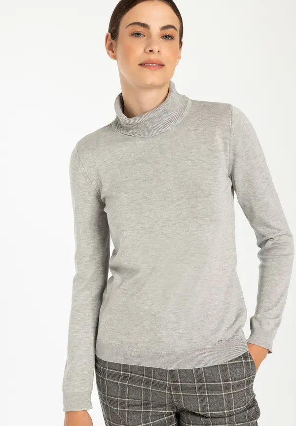 More & More Rollkragenpullover, grau melange, Herbst-Kollektion 2025