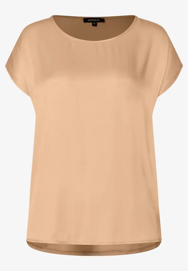 More & More Shirt mit Satinfront, warm beige Auslauf