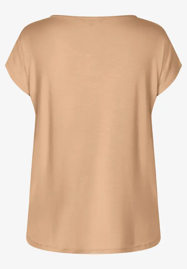 More & More Shirt mit Satinfront, warm beige Auslauf