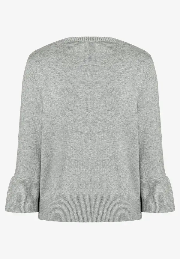 More & More Pullover mit Volantärmel, grau melange, Herbst-Kollektion im Angebot