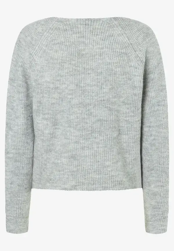 More & More Pullover mit Knotendetail, grau melange, Herbst-Kollektion Fabrikverkauf