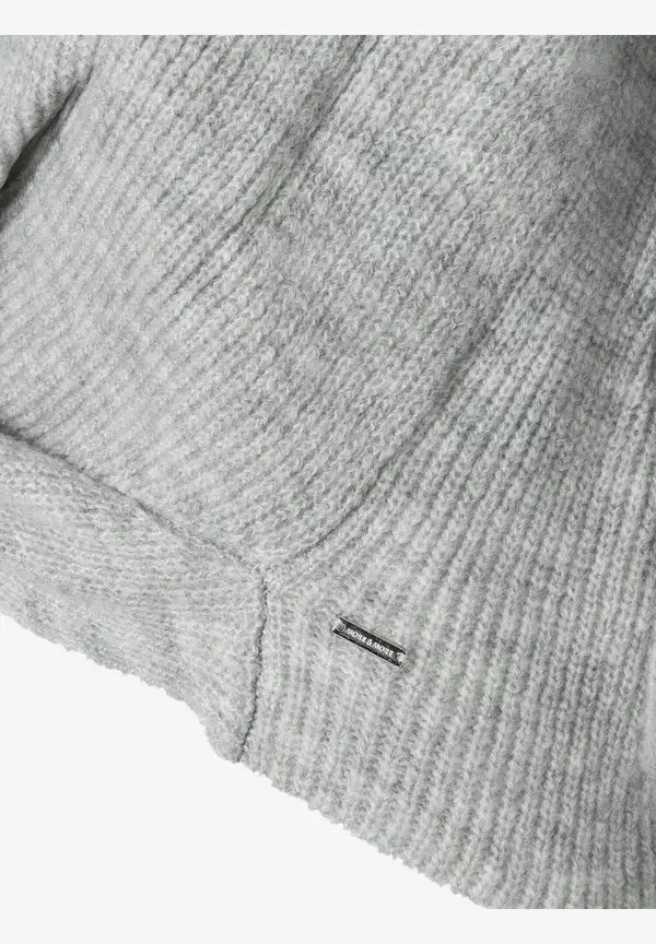 More & More Pullover mit Knotendetail, grau melange, Herbst-Kollektion Fabrikverkauf