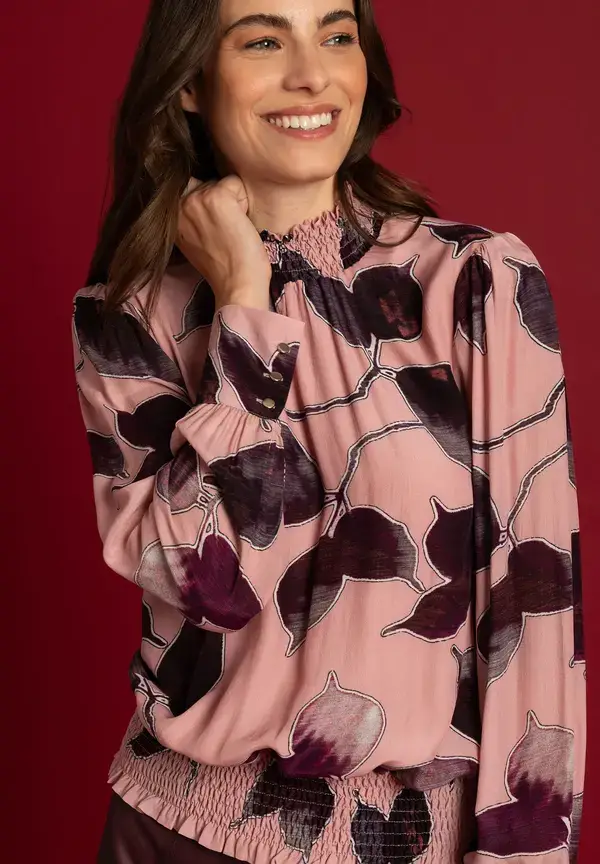 More & More Viskosebluse, Blätterprint, Herbst-Kollektion Rabatt