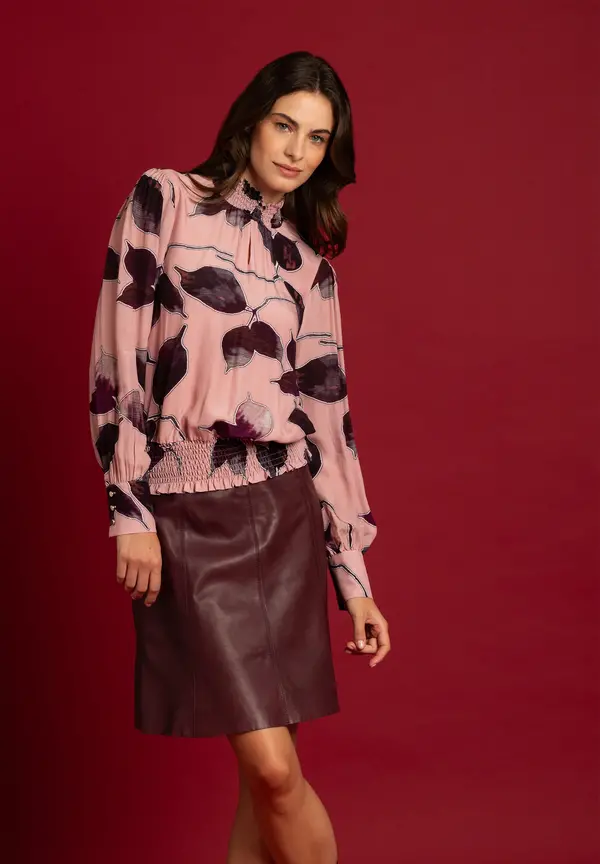 More & More Viskosebluse, Blätterprint, Herbst-Kollektion Rabatt