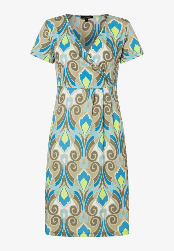 More & More Jerseykleid, Ornament-Print, lime/khaki/blau Große Rabatte