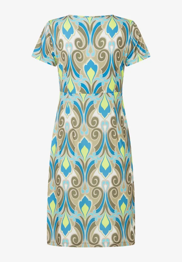 More & More Jerseykleid, Ornament-Print, lime/khaki/blau Große Rabatte