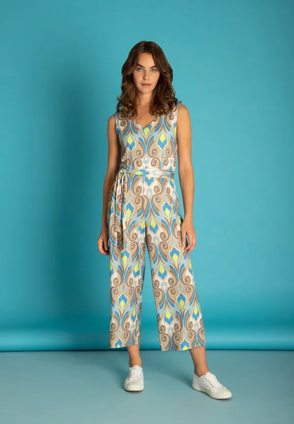 More & More Jersey Jumpsuit, Ornament-Print, lime/khaki/blau Bestseller