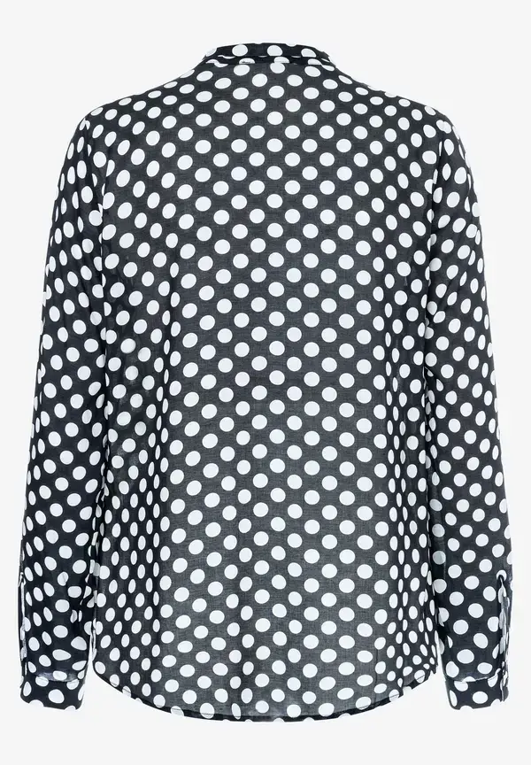 More & More Viskosebluse mit Tupfenprint, marine/weiß, Frühjahrs-Kollektion Rabatte dieses Monats