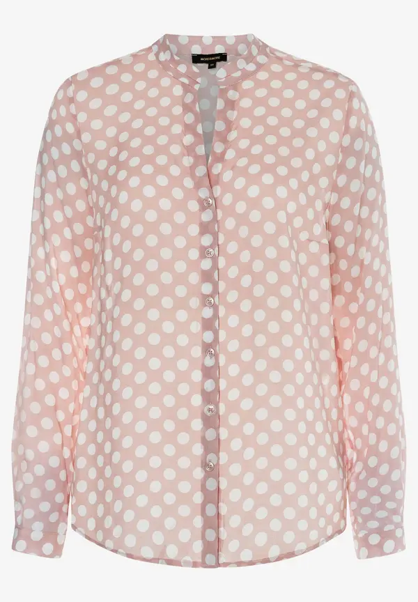 More & More Viskosebluse mit Tupfenprint, rosa/weiß, Frühjahrs-Kollektion 2025
