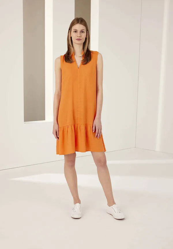 More & More Leinen/Viskose Kleid, fresh orange, Sommer-Kollektion Kostenloser Versand