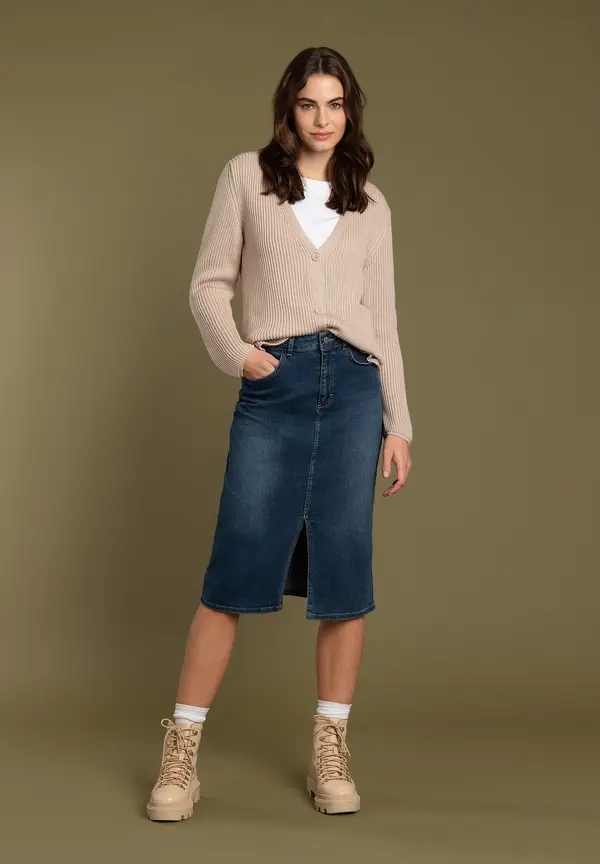 More & More Cardigan, Rippe, sand Fabrik Onlineshop
