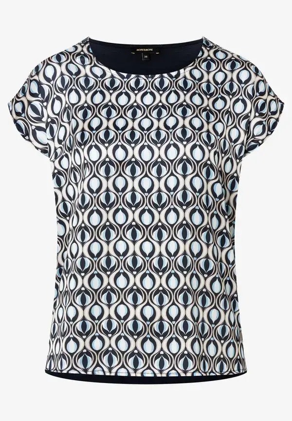 More & More Blusenshirt, grafischer Print, marine/hellblau, Frühjahrs-Kollektion Rabatt