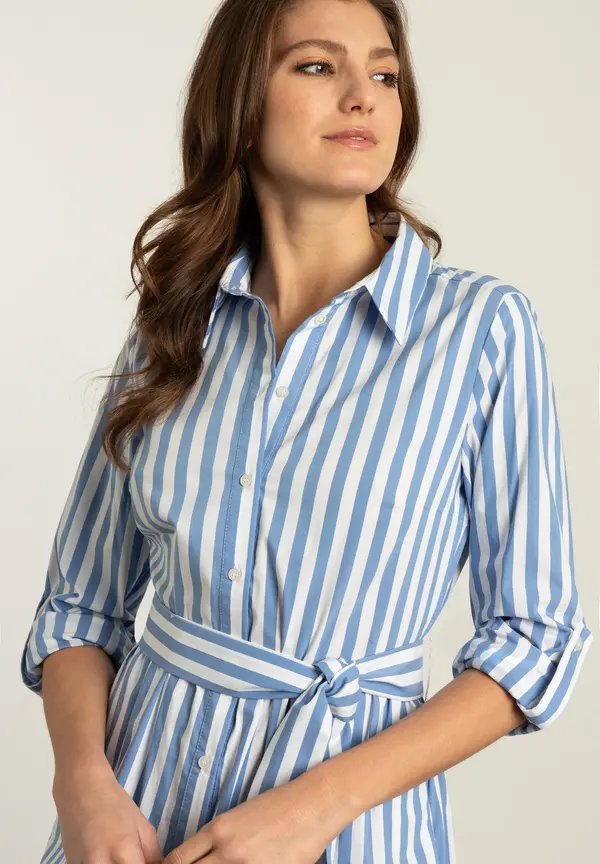 More & More Hemdblusenkleid mit Streifenmuster, blau/weiß, Frühjahrs-Kollektion Günstig kaufen