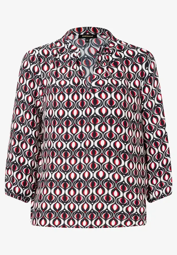 More & More Viskosebluse, grafischer Print, marine/rot, Frühjahrs-Kollektion Flash Sale