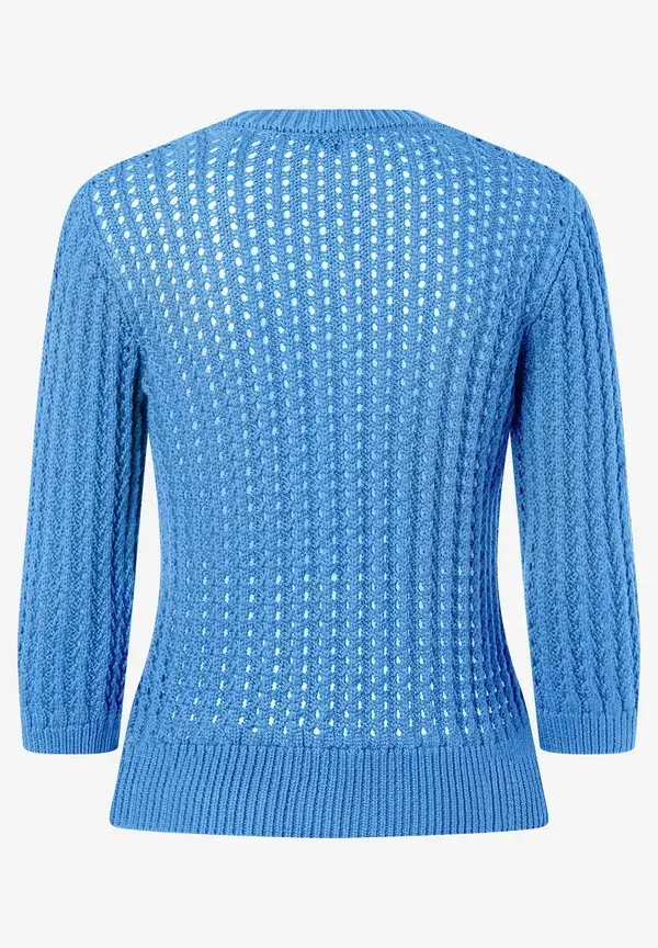 More & More Ajour Pullover mit 3/4 Arm, blue breeze, Frühjahrs-Kollektion Heißer Verkauf