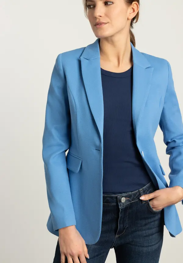 More & More strukturierter Blazer, blue breeze, Frühjahrs-Kollektion Top Angebot